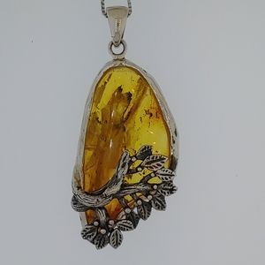 Sterling Silver One of a Kind Amber Necklace